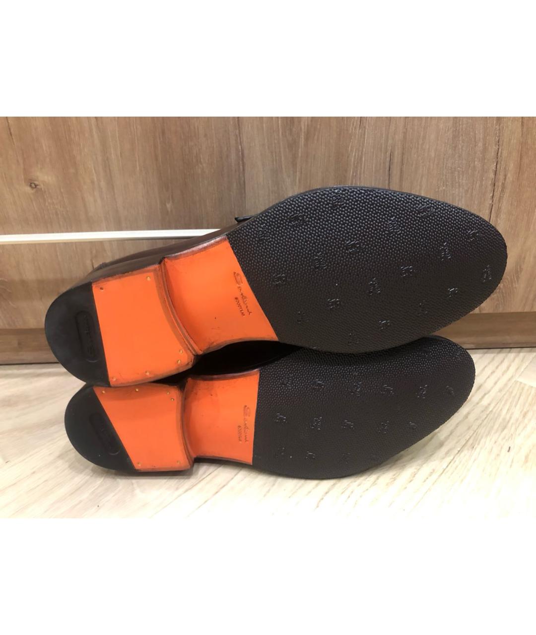 SANTONI Коричневые кожаные лоферы, фото 7