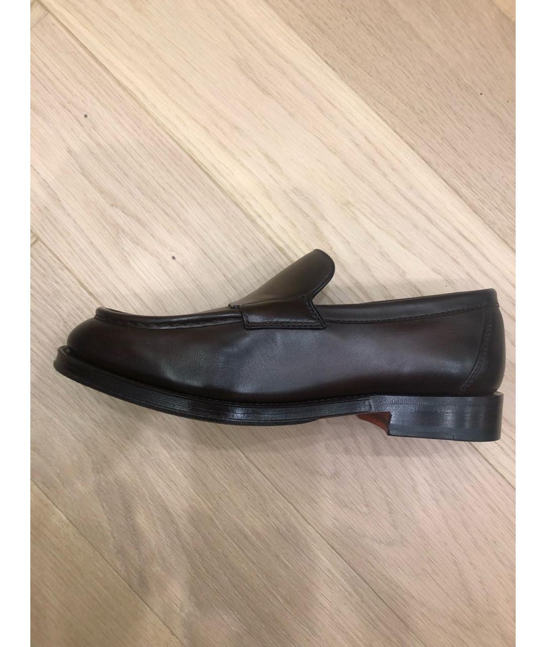SANTONI Коричневые кожаные лоферы, фото 9