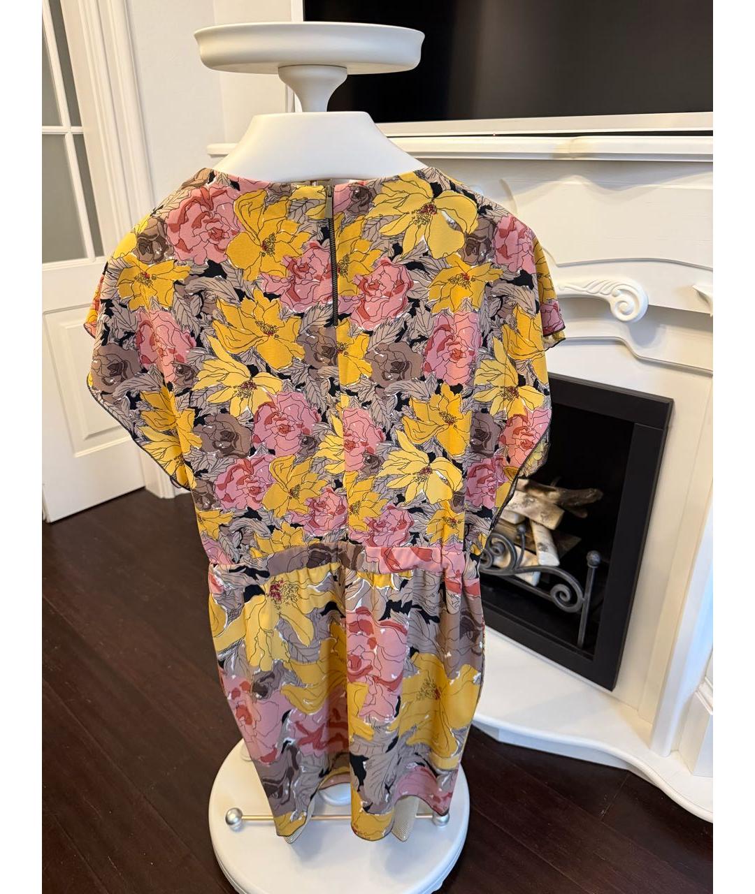 'S MAX MARA Желтое шелковое повседневное платье, фото 2