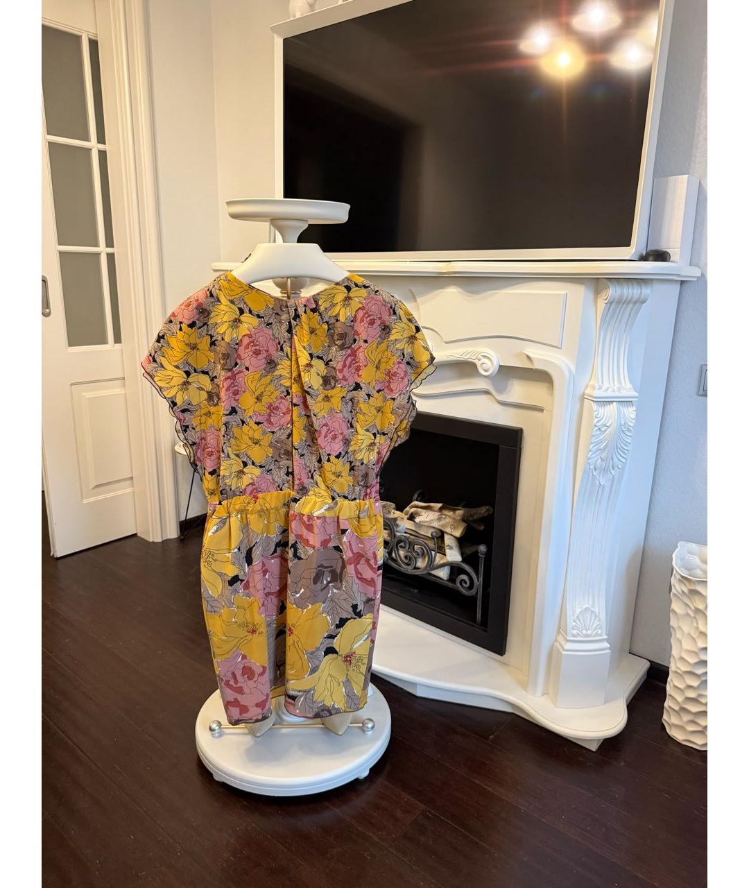 'S MAX MARA Желтое шелковое повседневное платье, фото 3