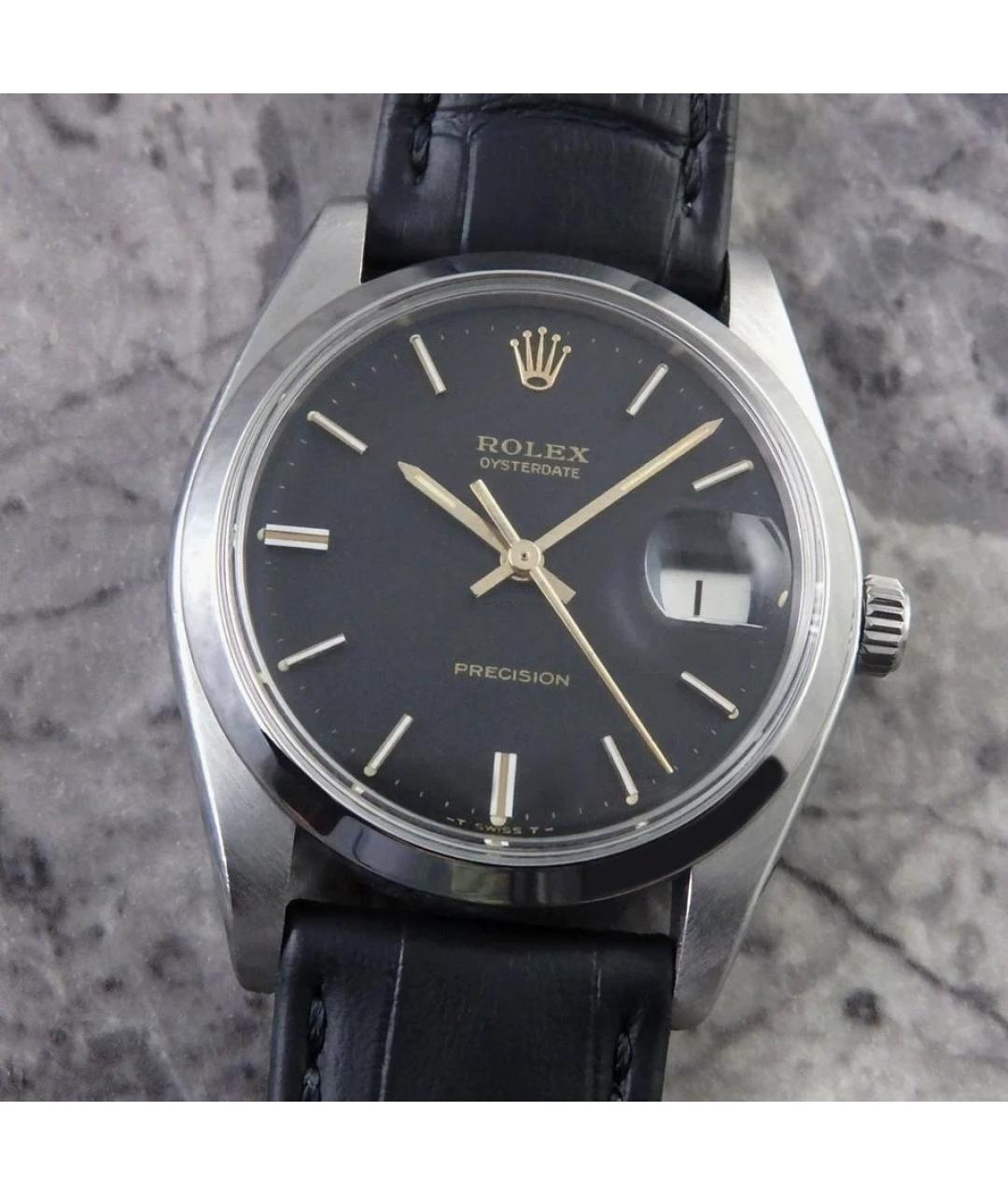 ROLEX Черные металлические часы, фото 2