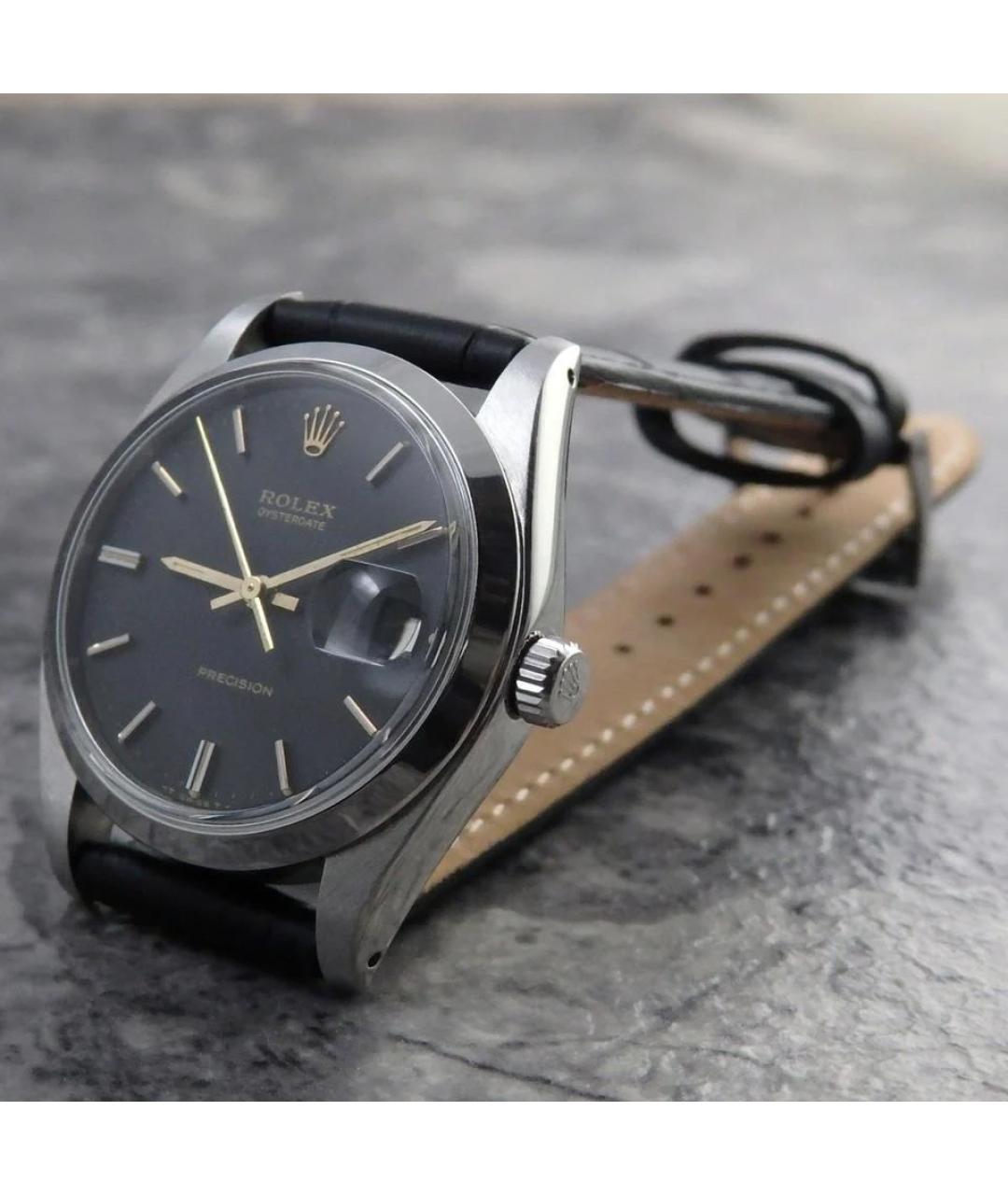 ROLEX Черные металлические часы, фото 3