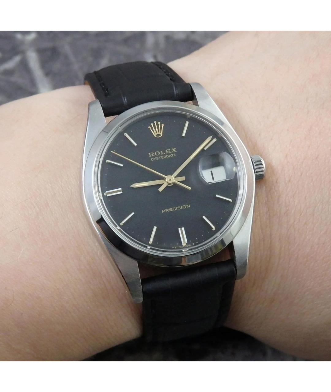 ROLEX Черные металлические часы, фото 5