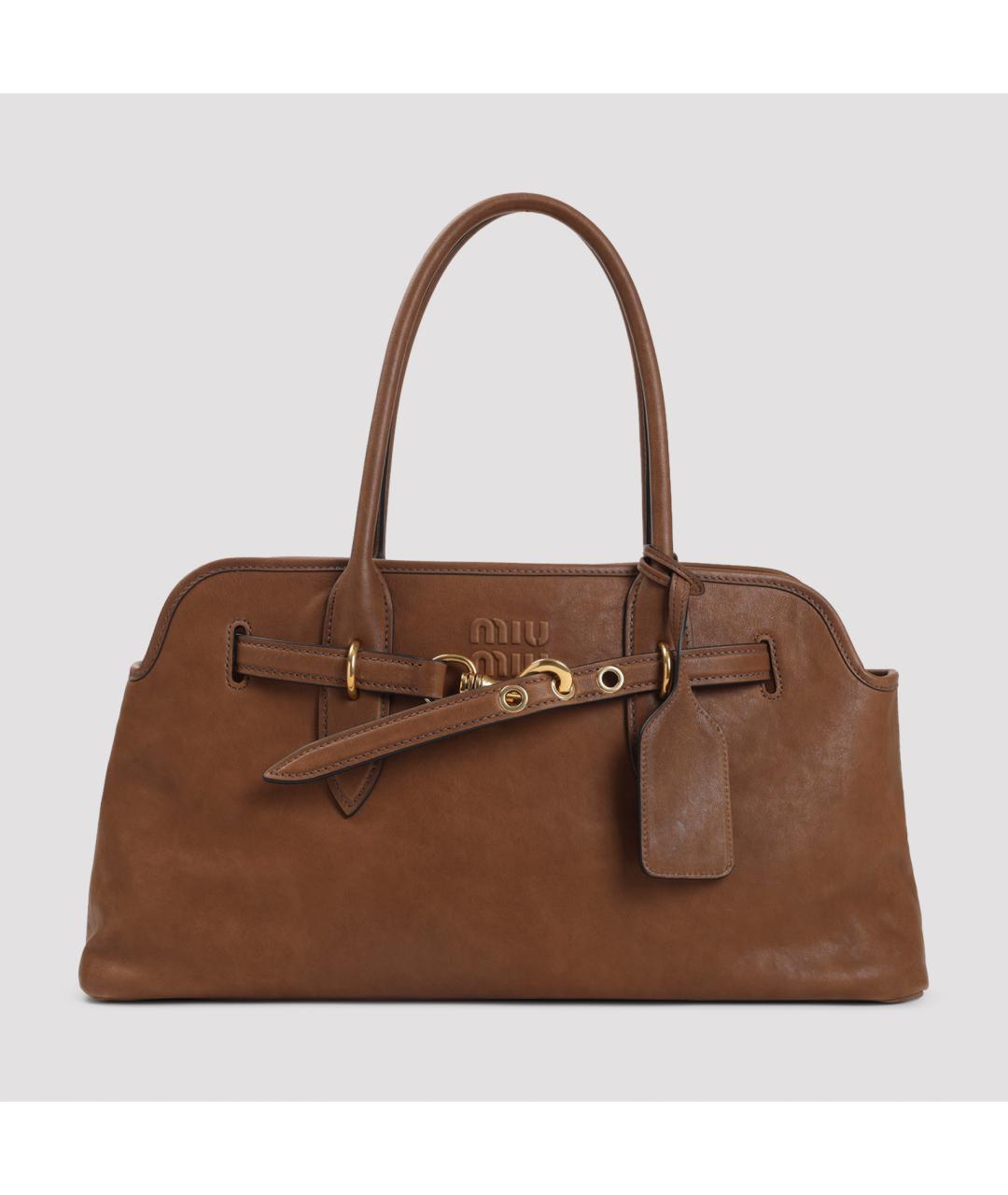 MIU MIU Коричневая кожаная сумка тоут, фото 3