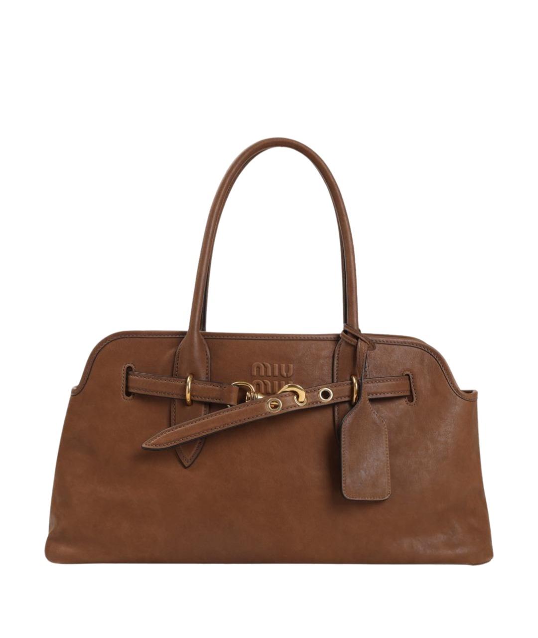 MIU MIU Коричневая кожаная сумка тоут, фото 1