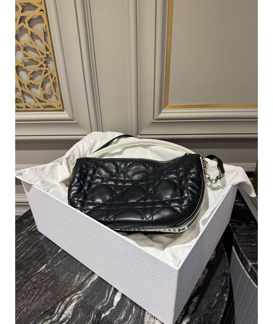 CHRISTIAN DIOR Черная кожаная сумка с короткими ручками, фото 5