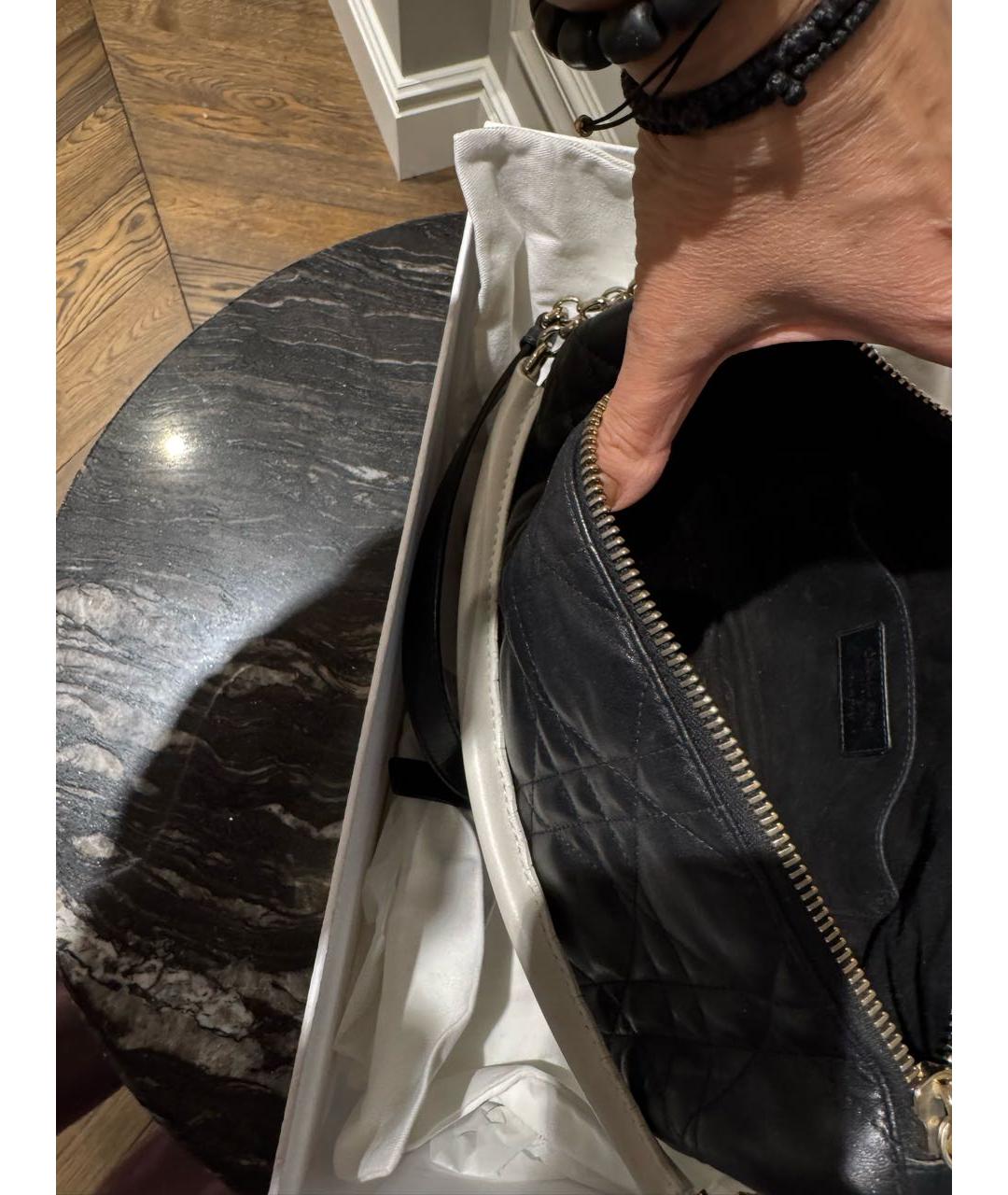 CHRISTIAN DIOR Черная кожаная сумка с короткими ручками, фото 4