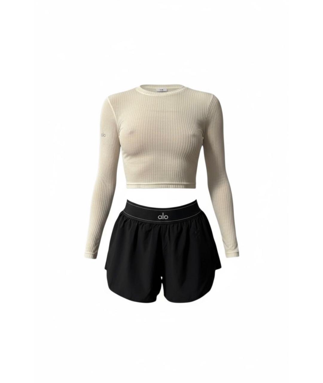 ALO YOGA Черные полиэстеровые спортивные брюки и шорты, фото 7