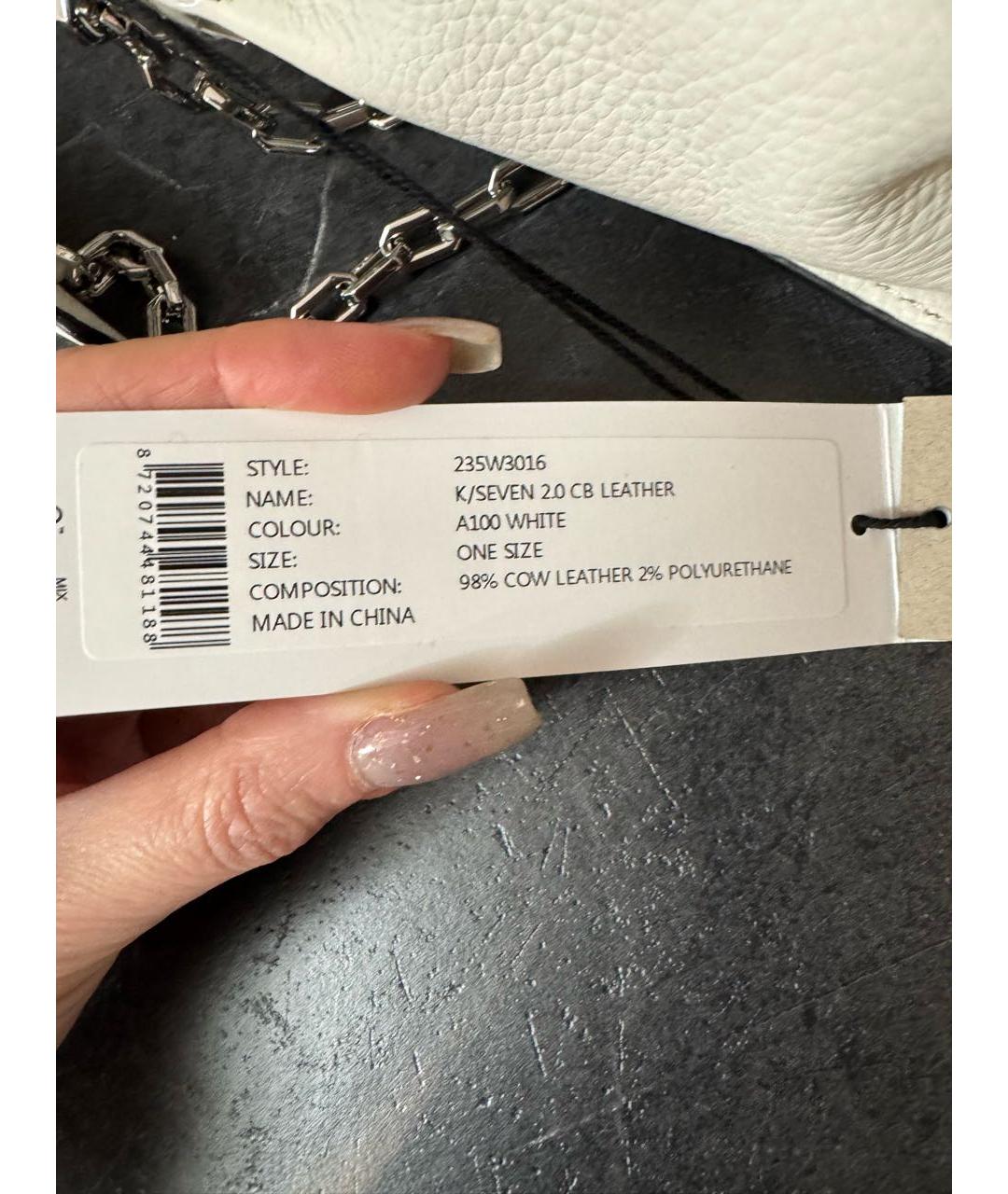 KARL LAGERFELD Белая кожаная сумка через плечо, фото 7