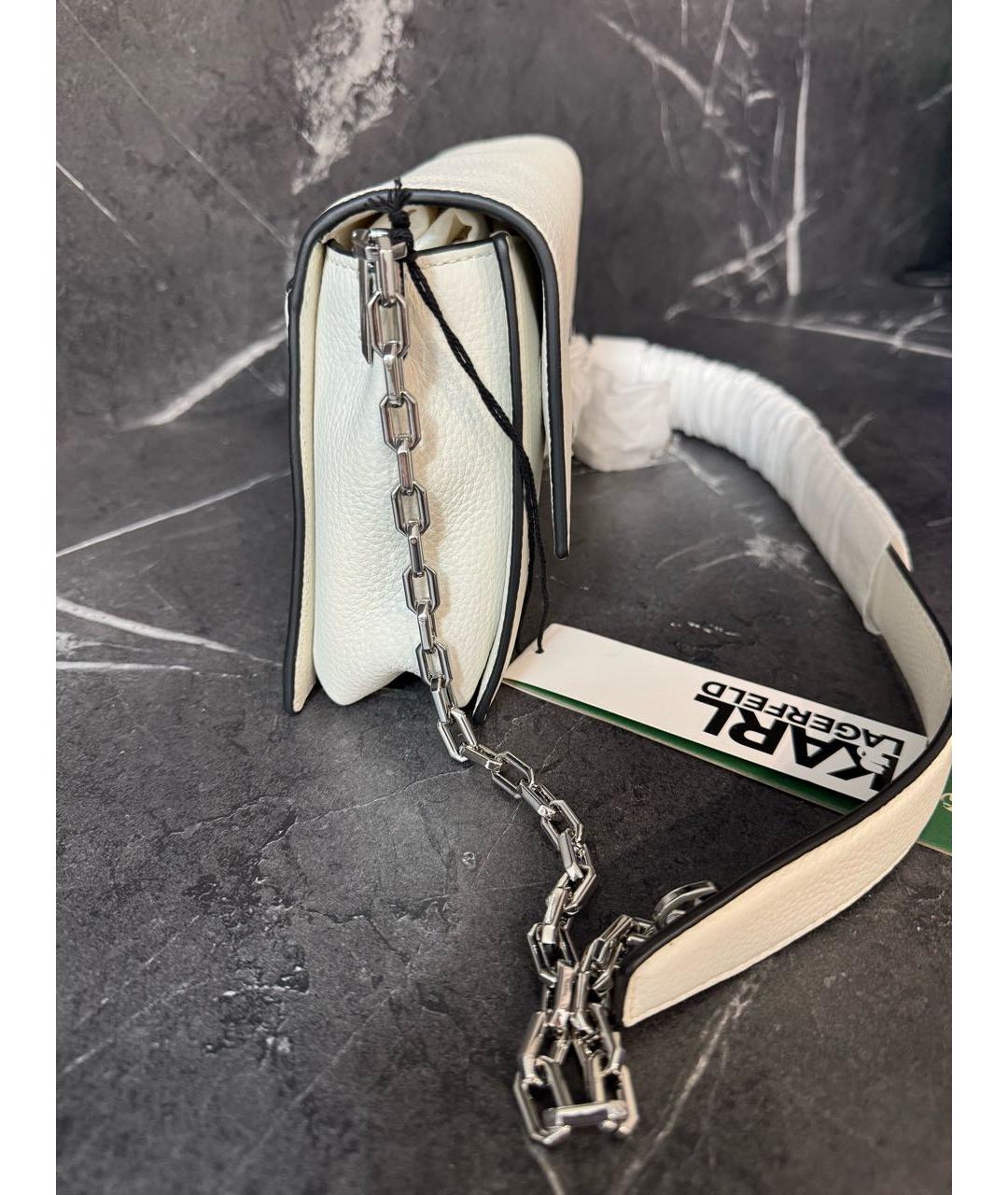 KARL LAGERFELD Белая кожаная сумка через плечо, фото 2
