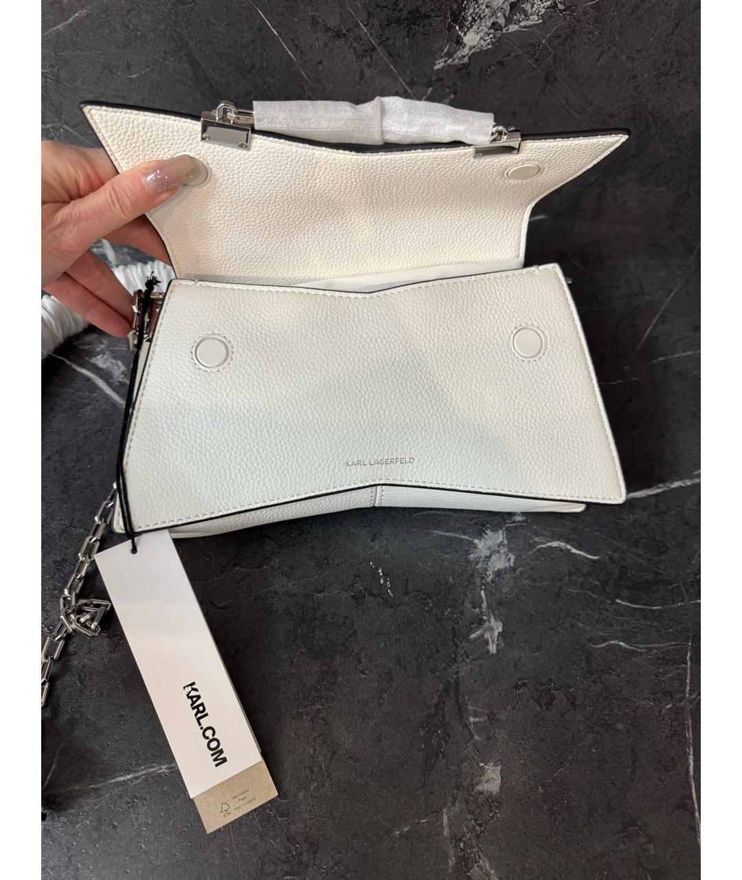 KARL LAGERFELD Белая кожаная сумка через плечо, фото 5
