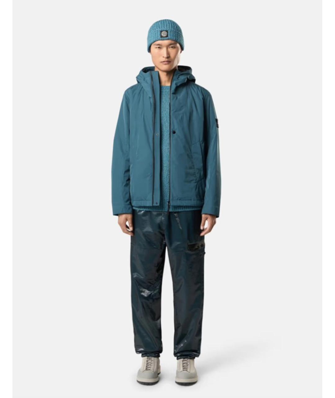 STONE ISLAND Бирюзовая полиэстеровая куртка, фото 4