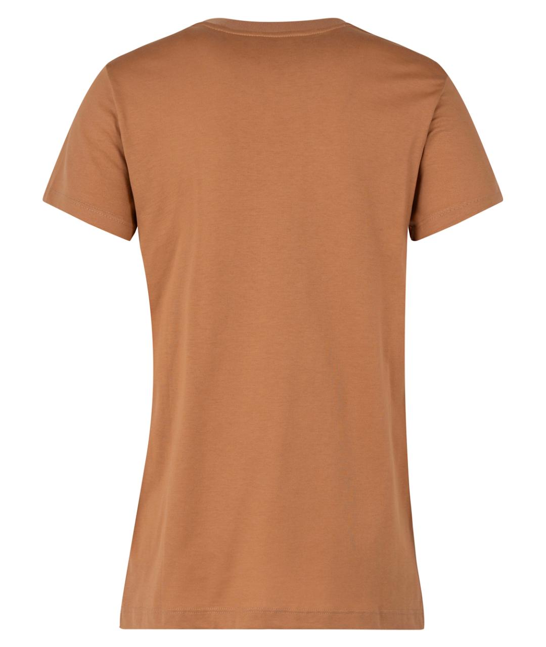 MAX MARA Коричневая хлопковая футболка, фото 2