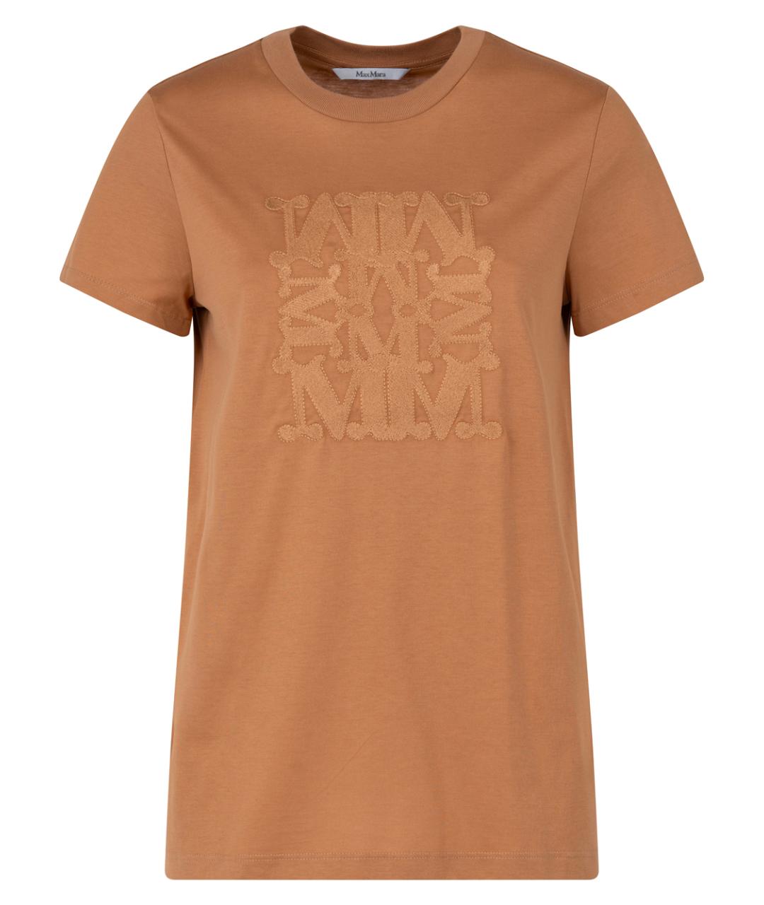 MAX MARA Коричневая хлопковая футболка, фото 1