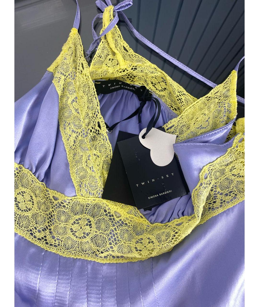 TWIN-SET Фиолетовая шелковая майка, фото 3