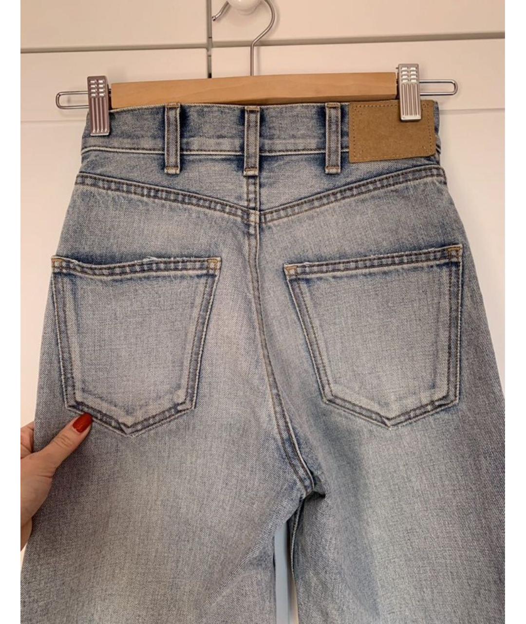 CELINE Голубые хлопковые прямые джинсы, фото 4