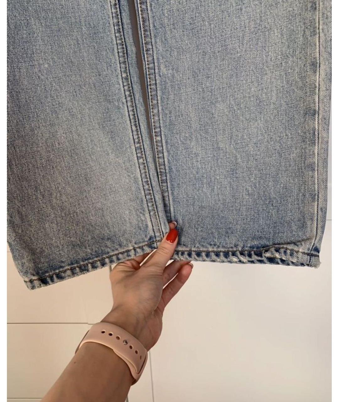 CELINE Голубые хлопковые прямые джинсы, фото 6