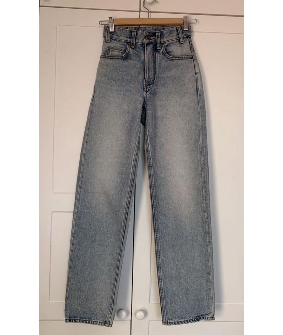 CELINE Голубые хлопковые прямые джинсы, фото 8