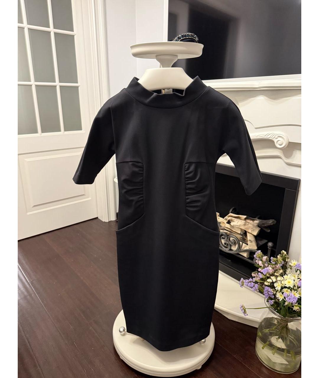 MAX MARA Темно-синее полиэстеровое повседневное платье, фото 3