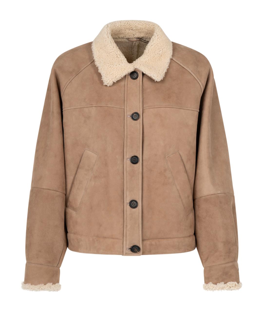 BRUNELLO CUCINELLI Бежевая кожаная куртка, фото 1