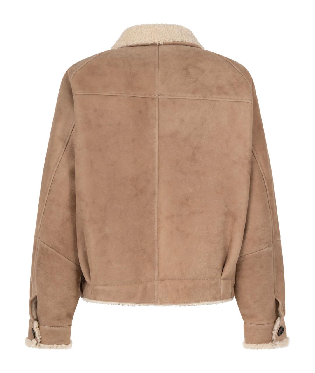 BRUNELLO CUCINELLI Бежевая кожаная куртка, фото 2