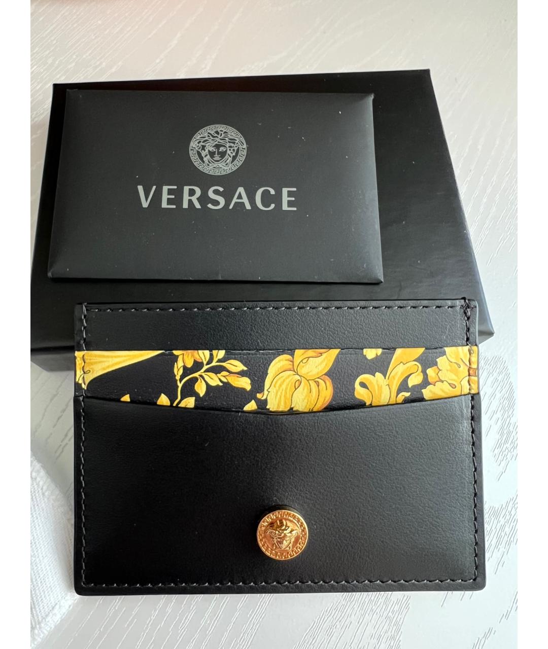 VERSACE Черный кожаный кардхолдер, фото 4