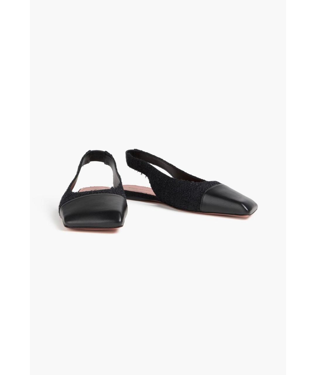 Amina Muaddi Черные кожаные балетки, фото 2