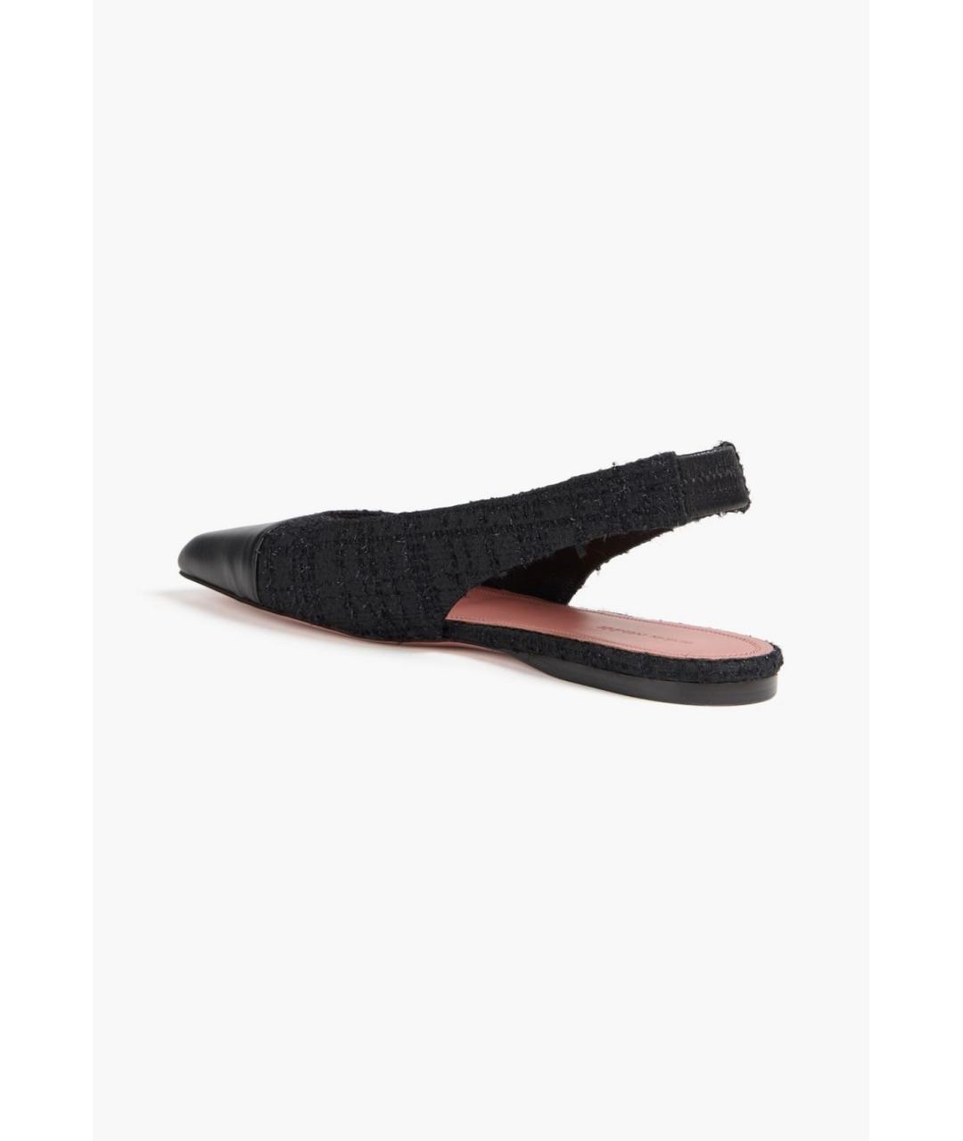 Amina Muaddi Черные кожаные балетки, фото 4