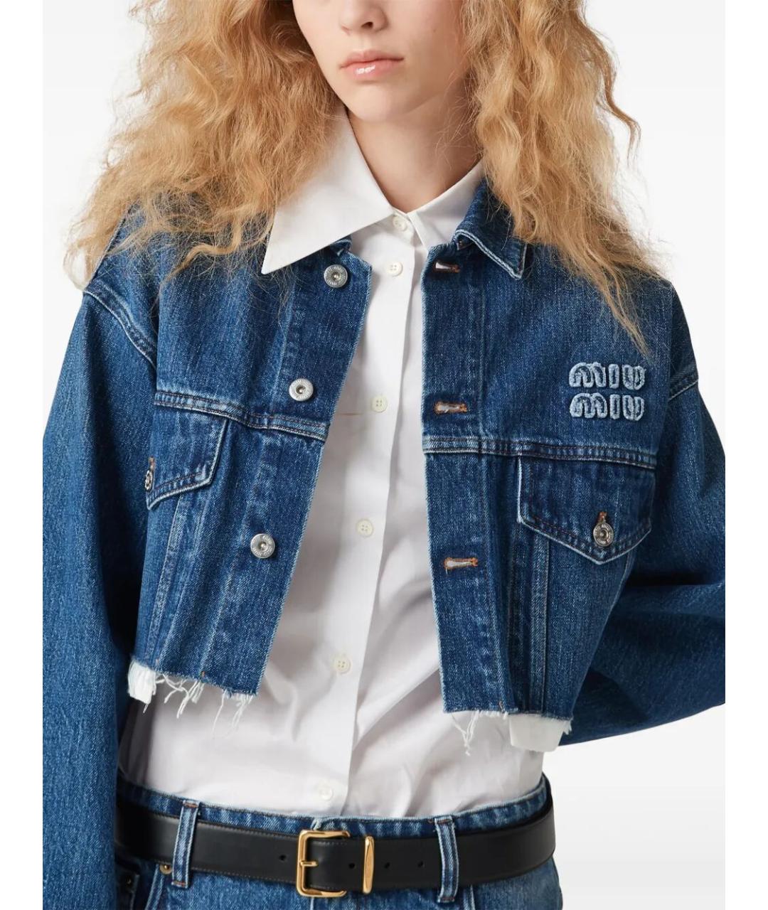 MIU MIU Синяя хлопковая куртка, фото 2