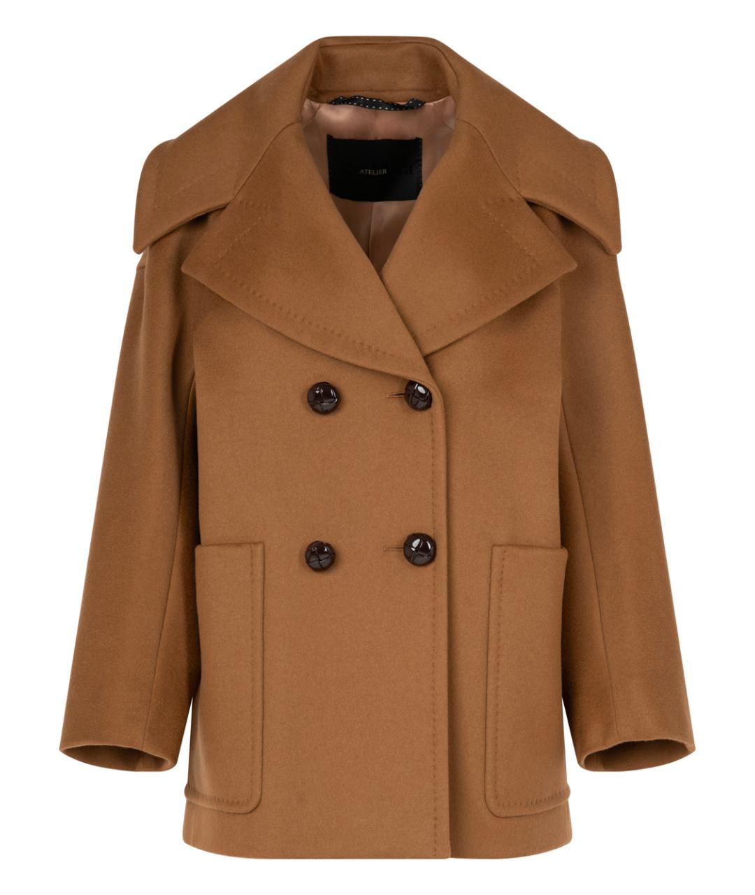 MAX MARA Коричневое шерстяное пальто, фото 1