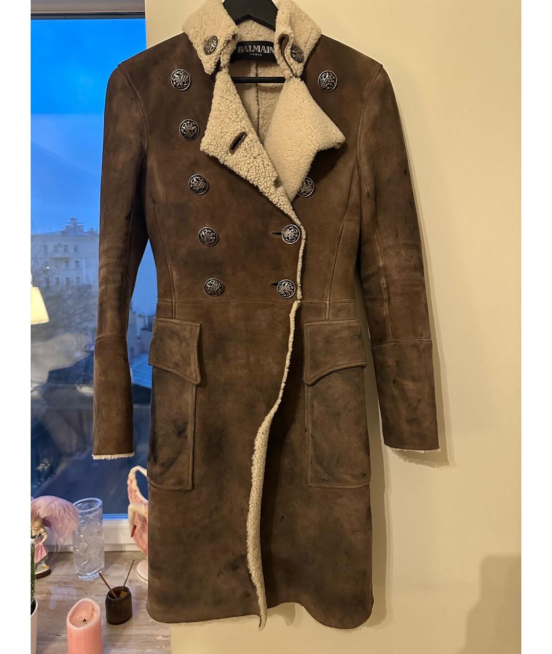 BALMAIN Коричневая замшевая дубленка, фото 5