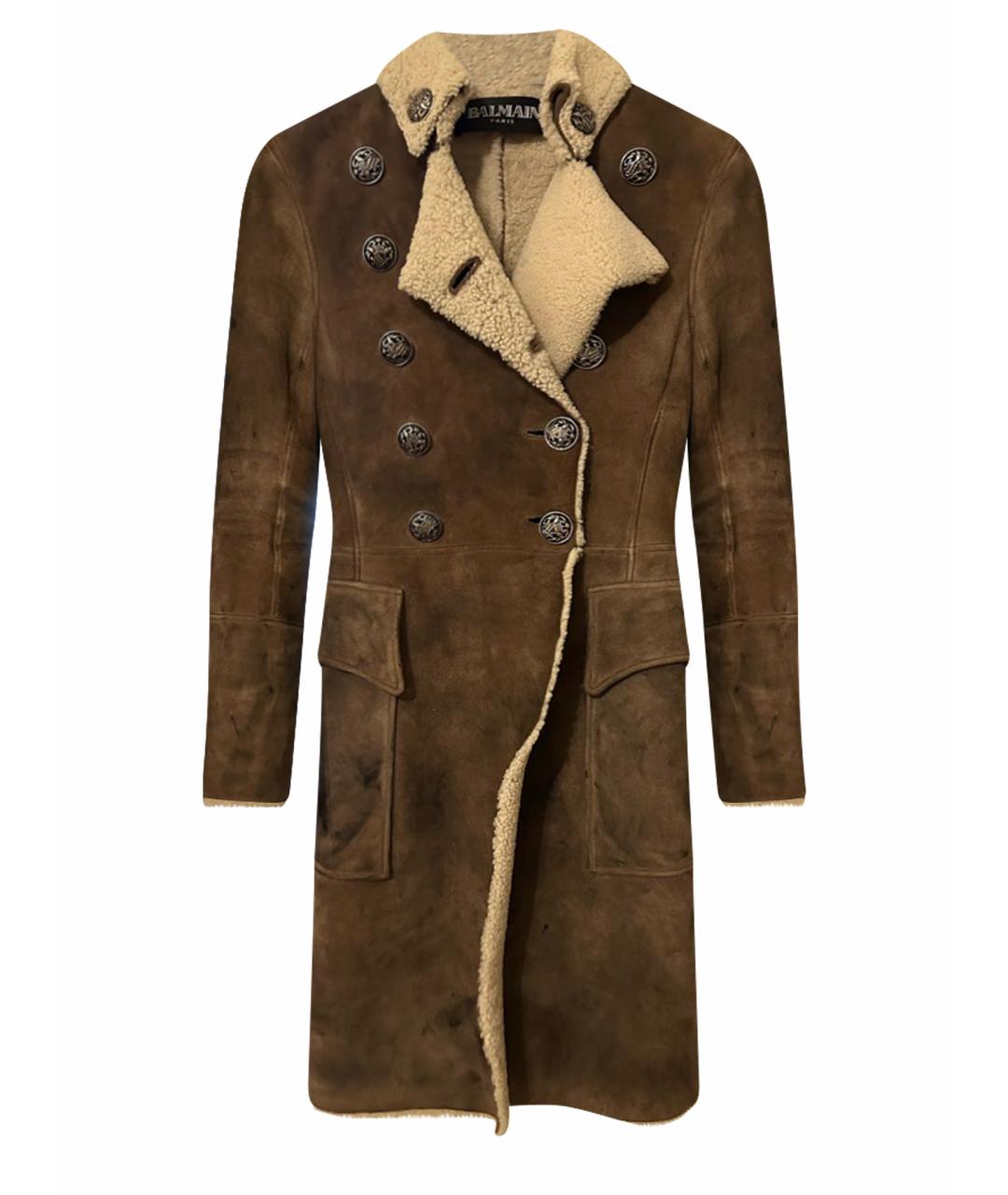 BALMAIN Коричневая замшевая дубленка, фото 1