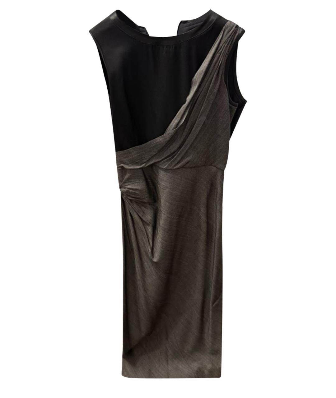 SPORTMAX Серое шелковое повседневное платье, фото 1