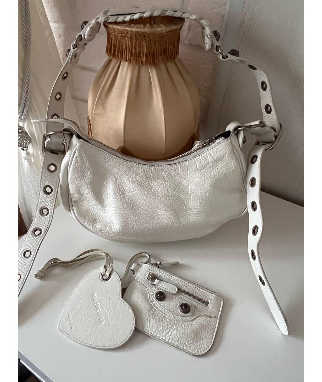 BALENCIAGA Белая кожаная сумка через плечо, фото 3
