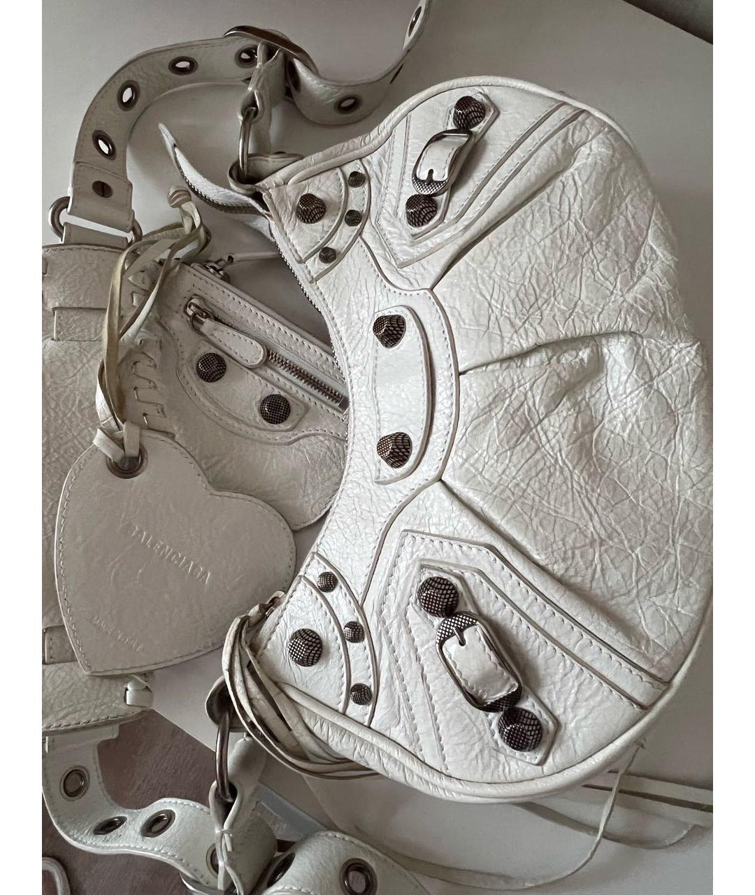 BALENCIAGA Белая кожаная сумка через плечо, фото 6