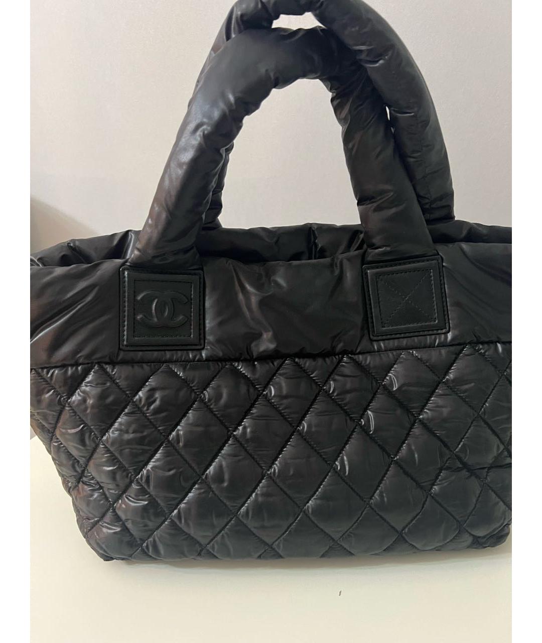 CHANEL Черная тканевая сумка с короткими ручками, фото 6