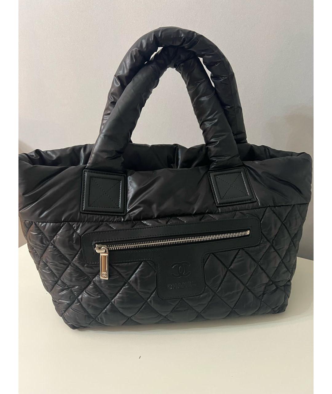 CHANEL Черная тканевая сумка с короткими ручками, фото 3