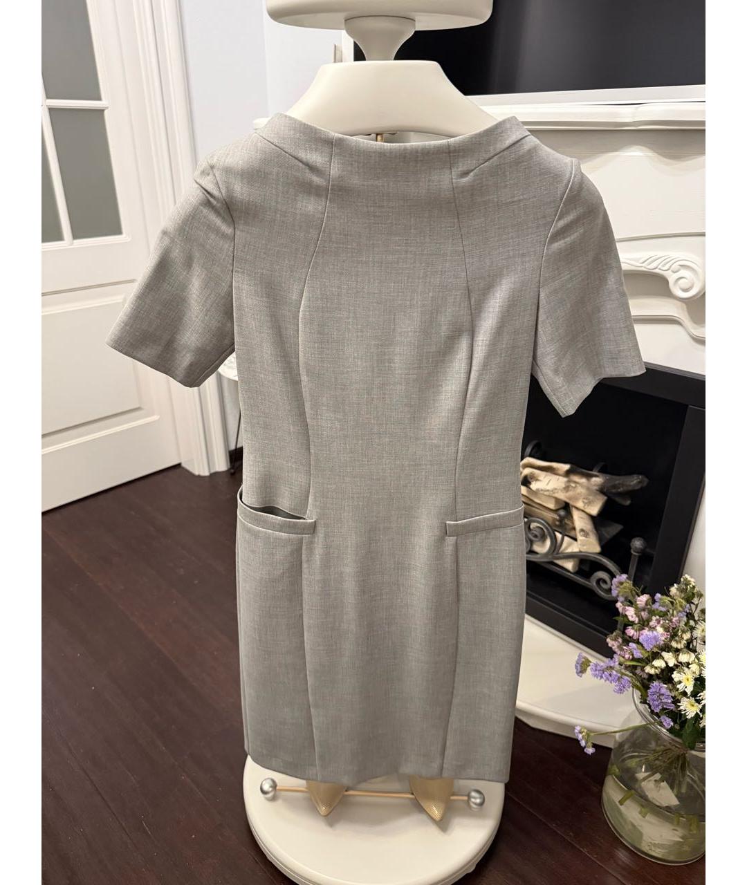 MAX MARA Серое шерстяное повседневное платье, фото 4