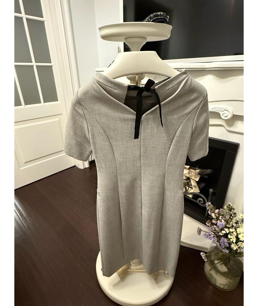 MAX MARA Серое шерстяное повседневное платье, фото 2
