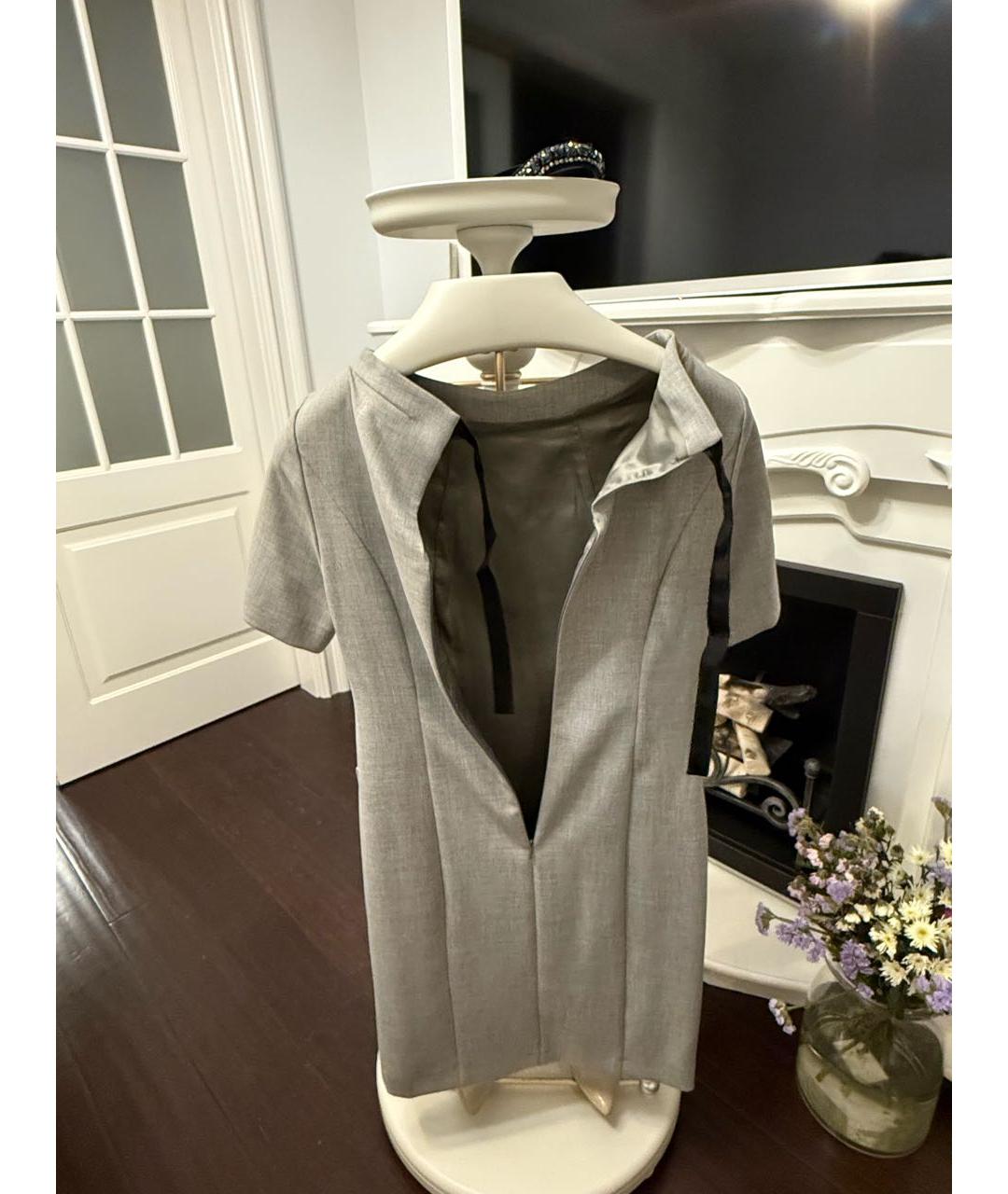 MAX MARA Серое шерстяное повседневное платье, фото 3