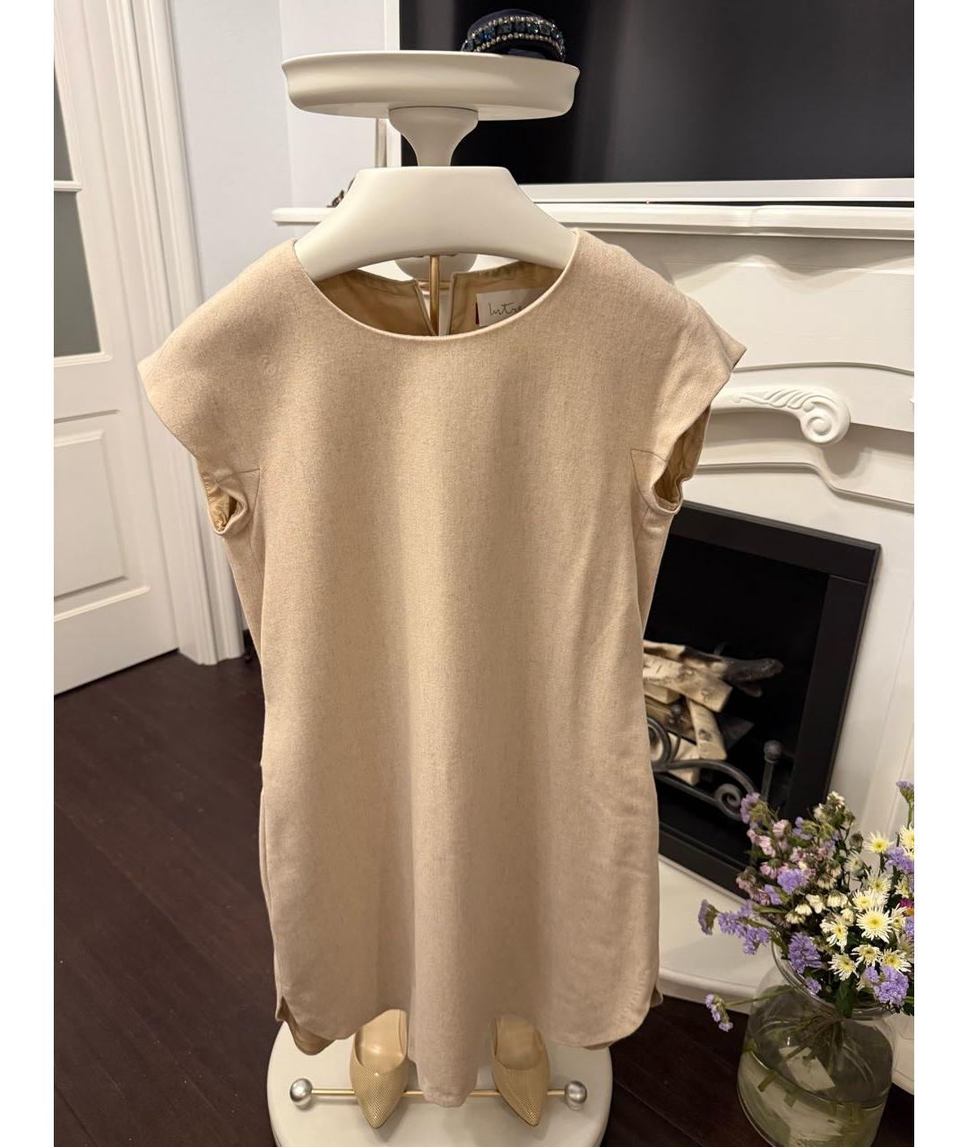 MAX MARA Бежевое шерстяное повседневное платье, фото 3