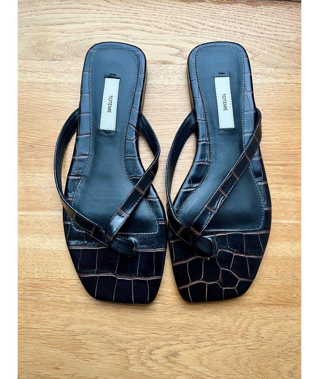 TOTEME Коричневые кожаные шлепанцы, фото 2