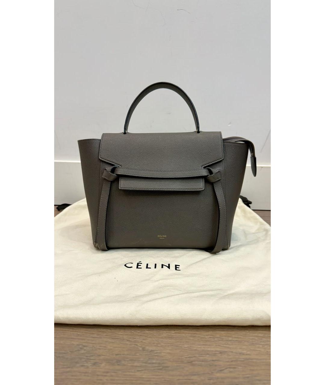 CELINE Серая кожаная сумка через плечо, фото 9