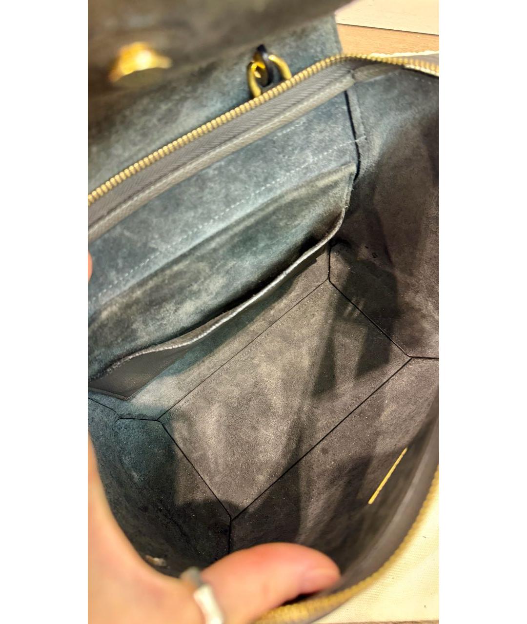 CELINE Серая кожаная сумка через плечо, фото 4