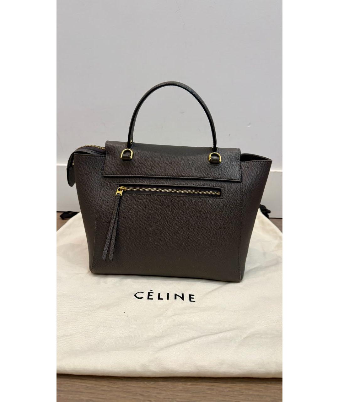 CELINE Серая кожаная сумка через плечо, фото 3