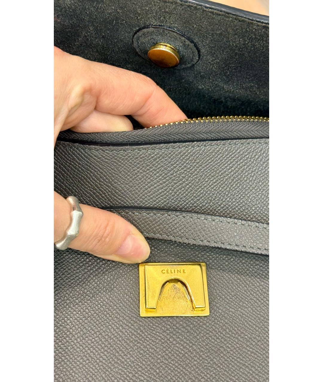CELINE Серая кожаная сумка через плечо, фото 8