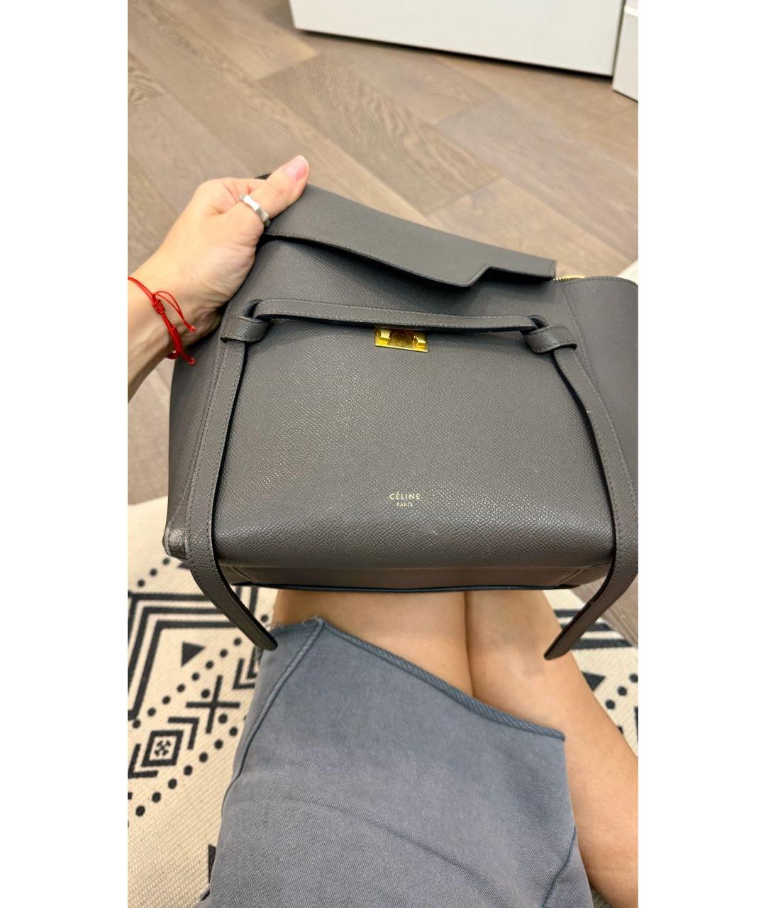 CELINE Серая кожаная сумка через плечо, фото 6