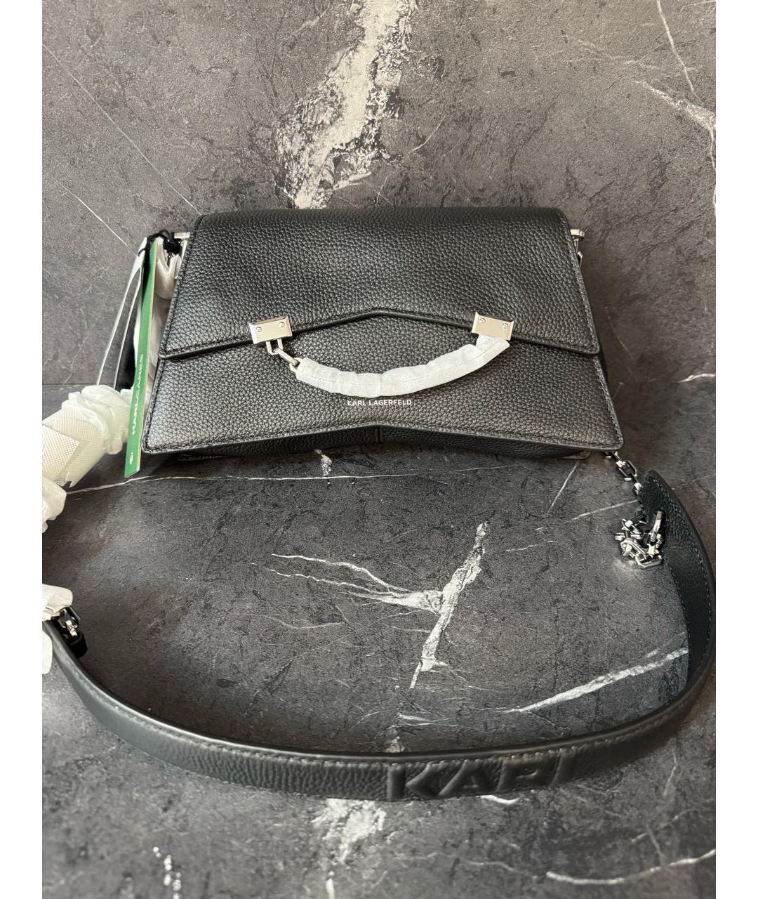 KARL LAGERFELD Черная кожаная сумка через плечо, фото 9