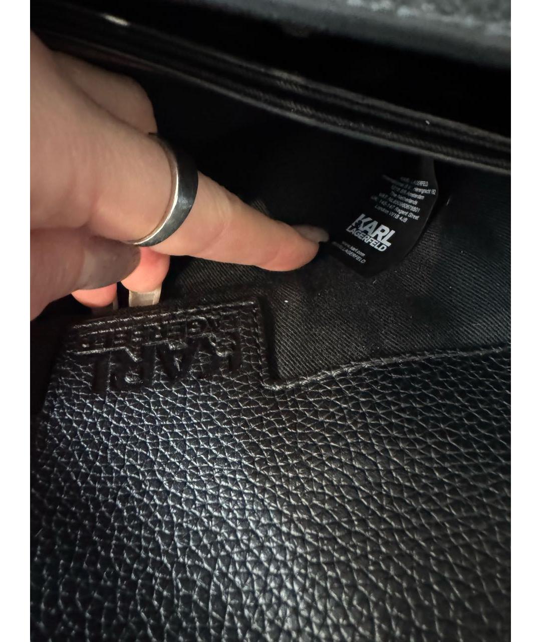 KARL LAGERFELD Черная кожаная сумка через плечо, фото 6