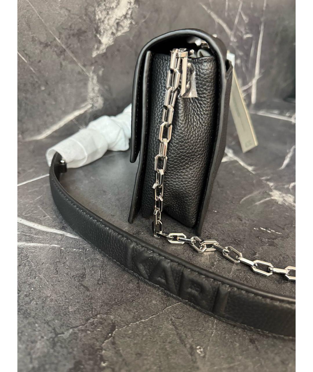 KARL LAGERFELD Черная кожаная сумка через плечо, фото 2